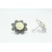 925 Sterling Silver Studs Earring camel bone flower design textured metal